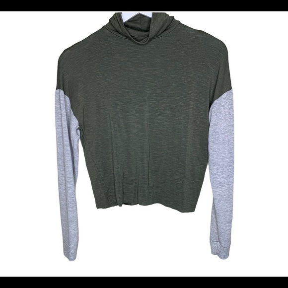 ANTISTAR Colourblock Mockneck/Turtleneck Top With Long Sleeves Olive Green Small - Picture 4 of 5